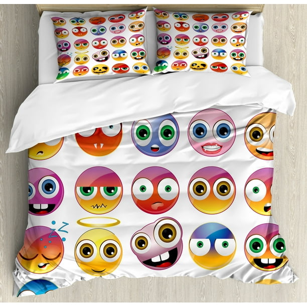 Smiley Face Christmas Expressions Emoji Duvet Cover Set Bedding With Pillowcases